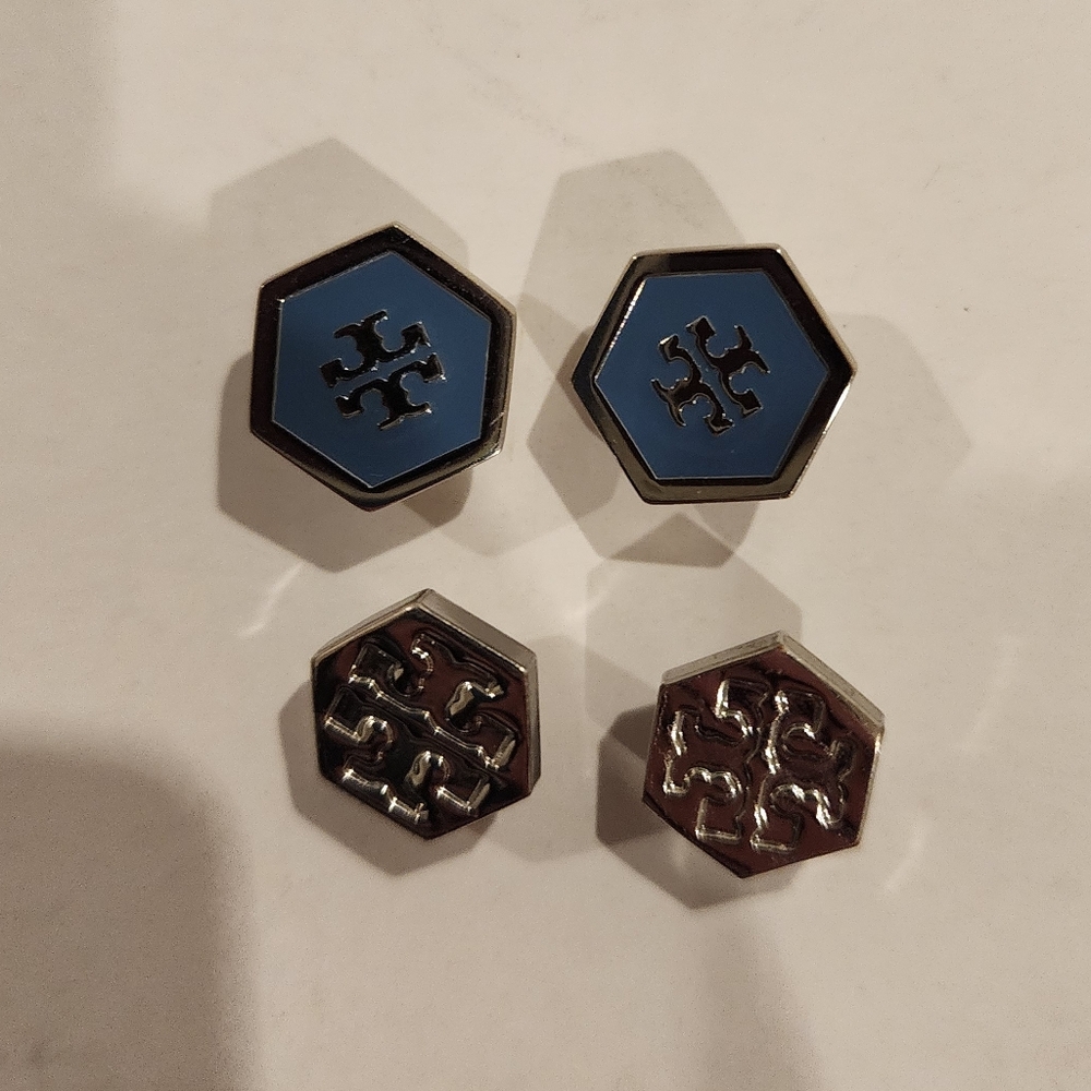 Two Pair Tory Burch Hexagonal Earrings